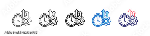 Productivity Icon In 5 Different Styles Set Collection.   
