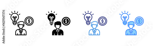 Entrepeneur icon set multiple style collection