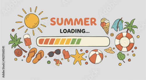 set of vector summer