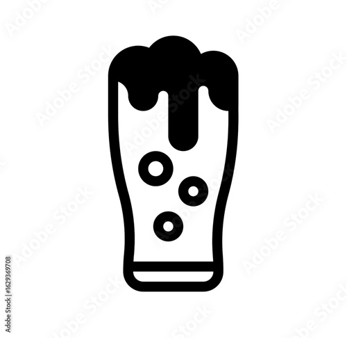 Fizzy Drink Icon: Bold Black Outline Style