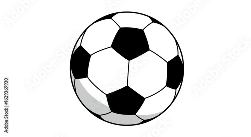 Simple vector illustration of a traditional football, a classic black and white soccer ball for sports concepts.