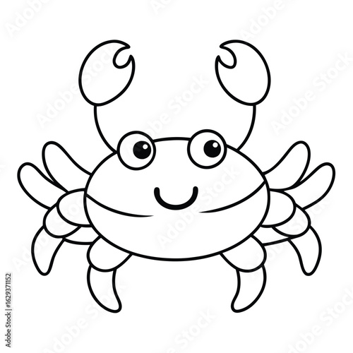 Cartoon crab with glasses isolated on white background