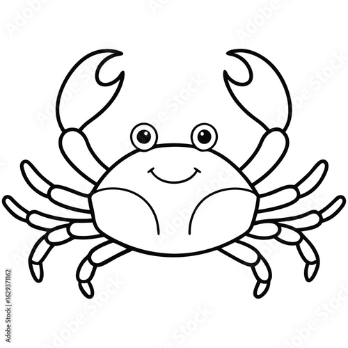Cartoon crab with glasses isolated on white background