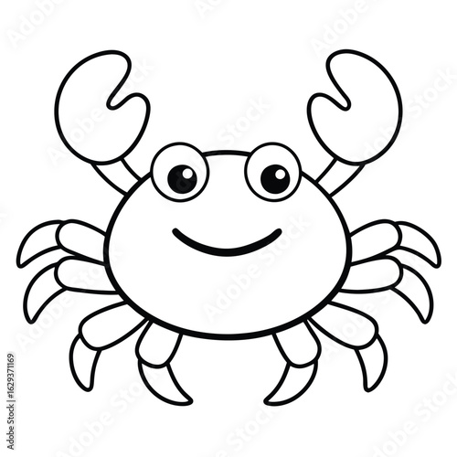 Cartoon crab with glasses isolated on white background