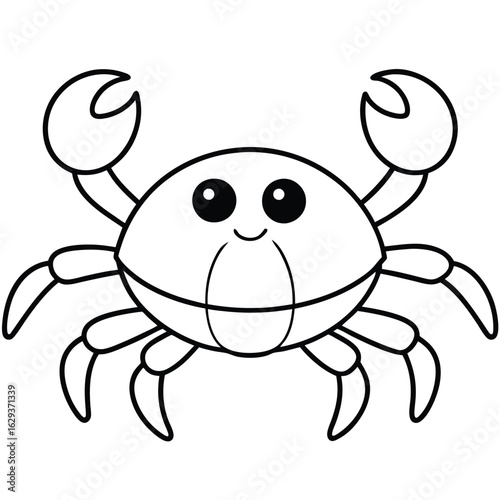 Cartoon crab with glasses isolated on white background