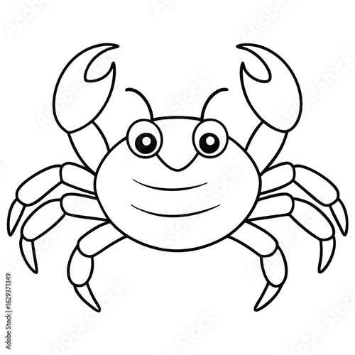 Cartoon crab with glasses isolated on white background
