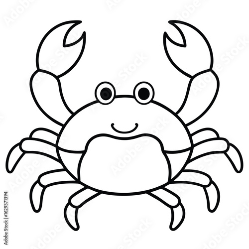 Cartoon crab with glasses isolated on white background