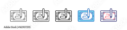 Pen Tablet Icon In 5 Different Styles Set Collection.   