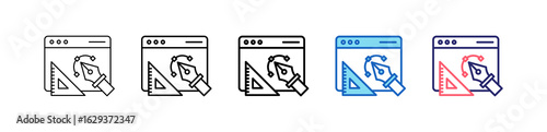 Graphic Design Icon In 5 Different Styles Set Collection.   