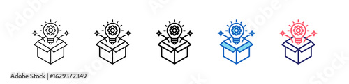 Think Outside The Box Icon In 5 Different Styles Set Collection.   
