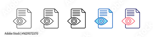Document Icon In 5 Different Styles Set Collection.   
