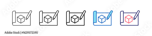 3D Icon In 5 Different Styles Set Collection.   
