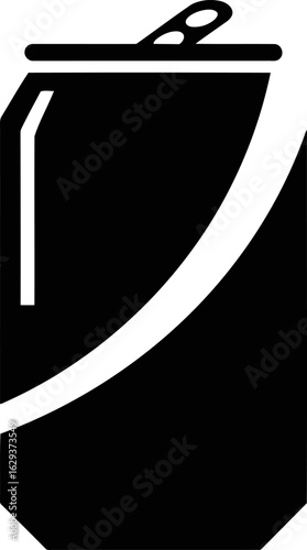 Sleek Black and White Soda Can Illustration Minimalist Design Beverage Container Refreshment Symbol Pop Art Graphic, Modern Cool Drink Icon