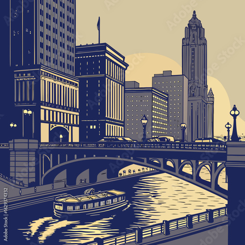 city skyline at night