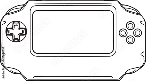 Handheld portable video game console with a directional pad and buttons for gaming

