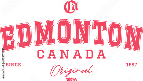 Retro typography college varsity Edmonton slogan with Grunge effect for jersey, t-shirt, or wall art design - Vector