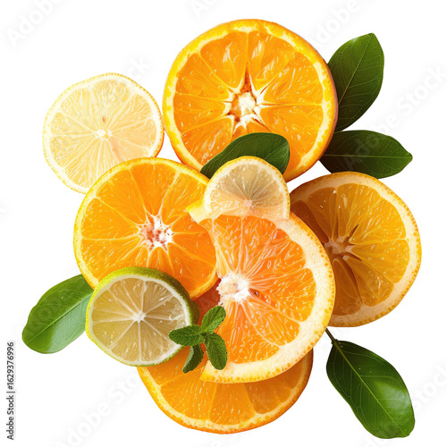 Citrus slices, vibrant colors, fresh fruit