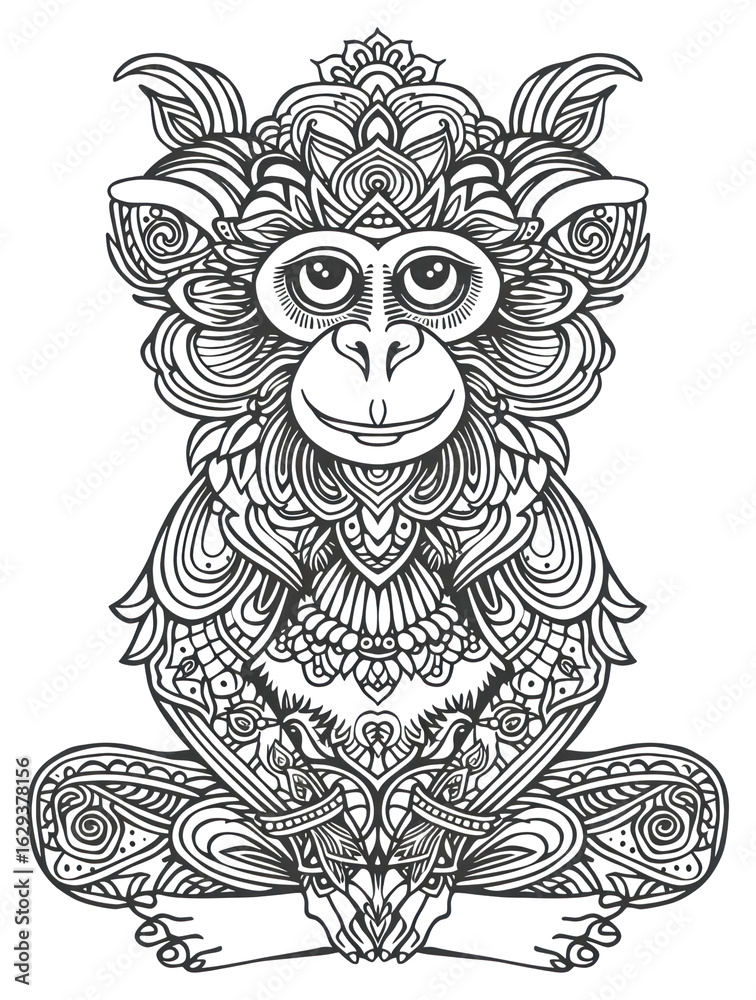 Fototapeta premium PNG Monkey illustrated wildlife drawing.