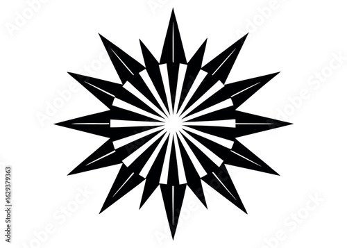 Intricate black starburst geometric pattern with sharp points silhouette