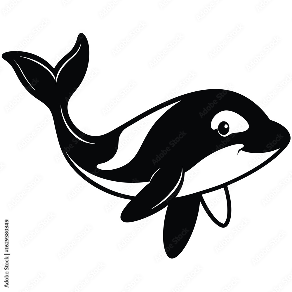 Fototapeta premium Cartoon orca isolated on white background