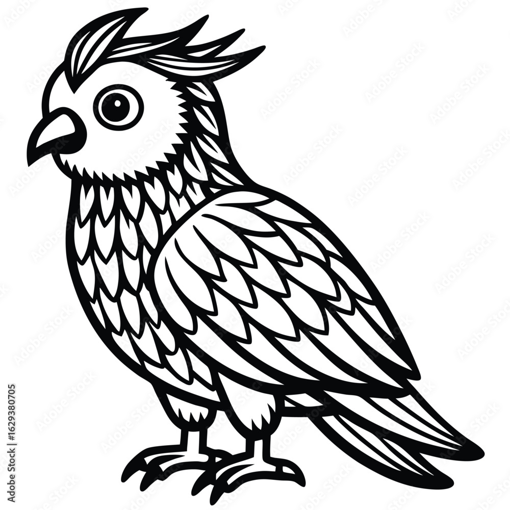 Fototapeta premium Owl illustration isolated on white background in black and white