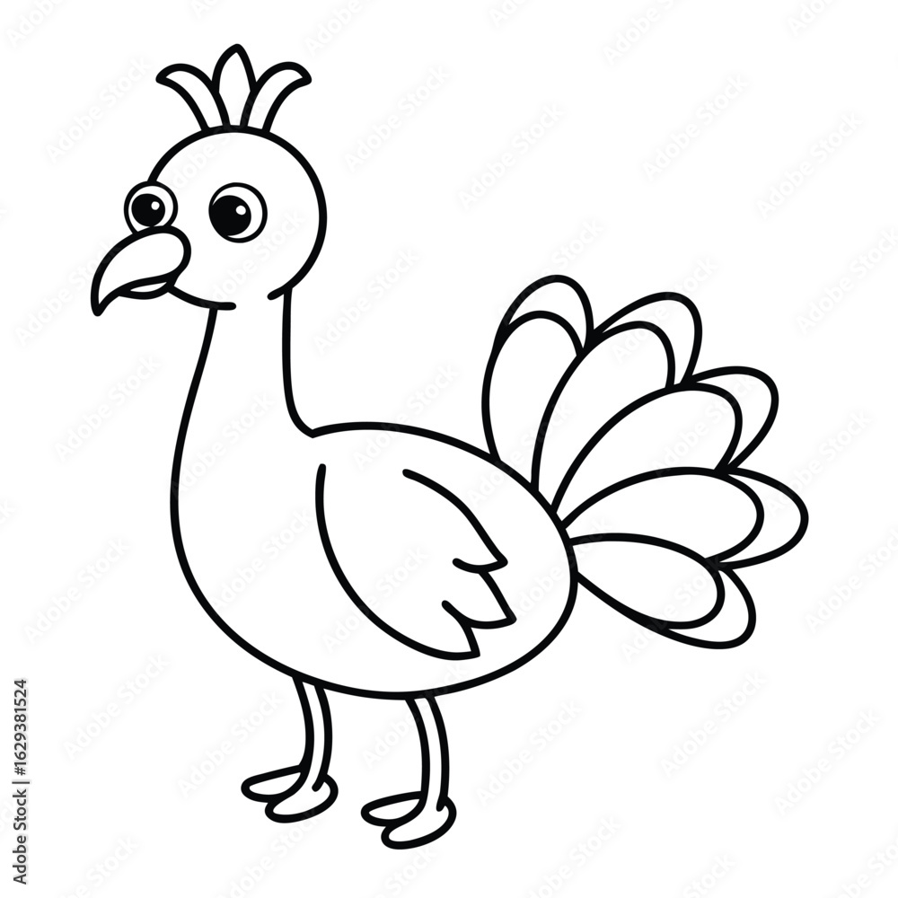 Fototapeta premium Cartoon peacock isolated on white background illustration vector