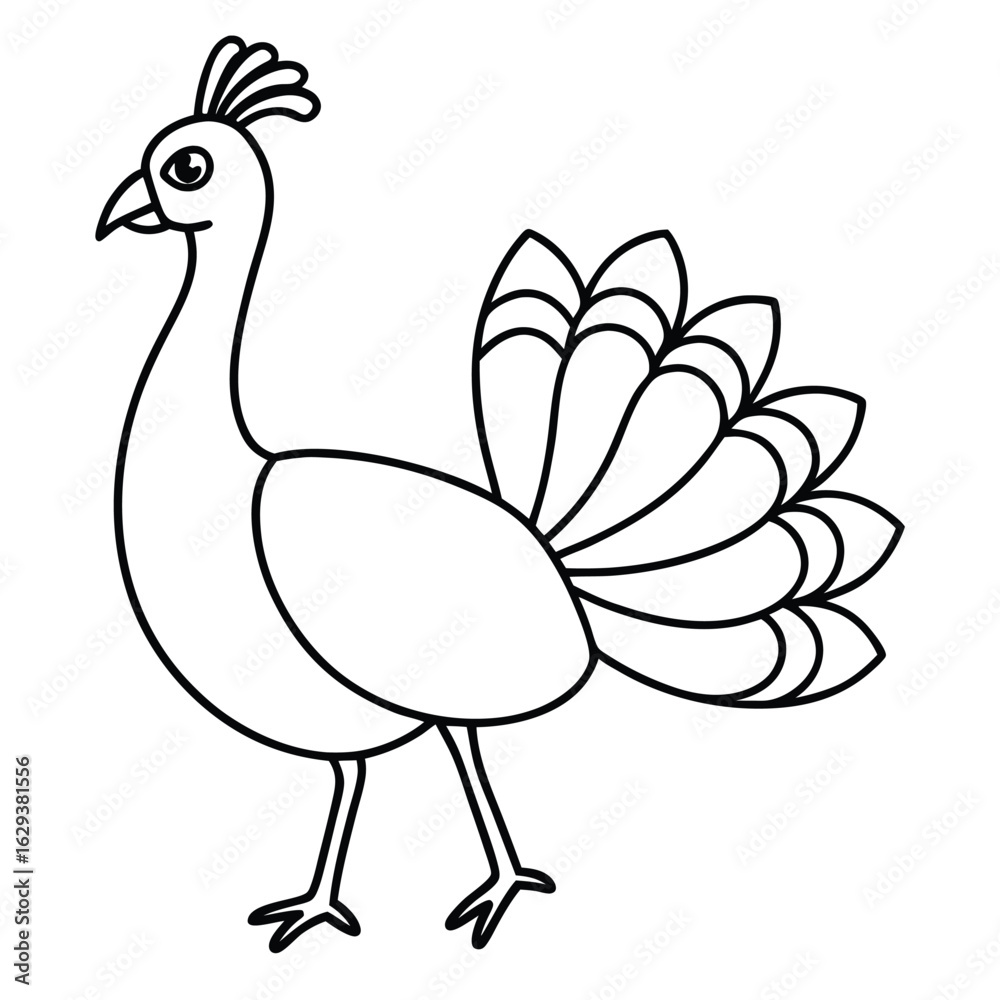 Fototapeta premium Cartoon peacock isolated on white background illustration vector