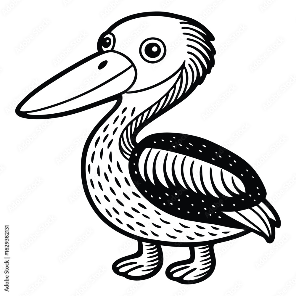 Obraz premium Cartoon pelican isolated on white background