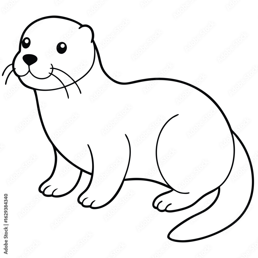 Fototapeta premium Cartoon seal isolated on white background, cute marine animal