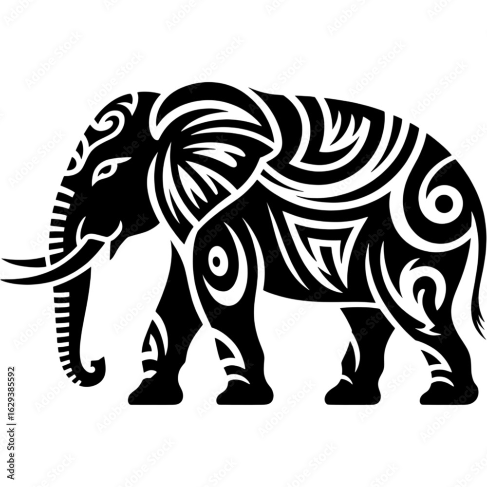 Fototapeta premium Decorative Tribal Elephant Ornamental Design