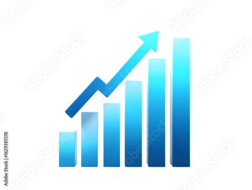 Blue Gradient Bar Graph with Upward Arrow on white background. Free Download Blue Gradient Bar Graph with Upward Arrow on white background. - GFXLoad
