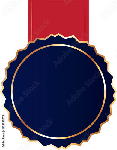 dark blue award banner with red ribbon