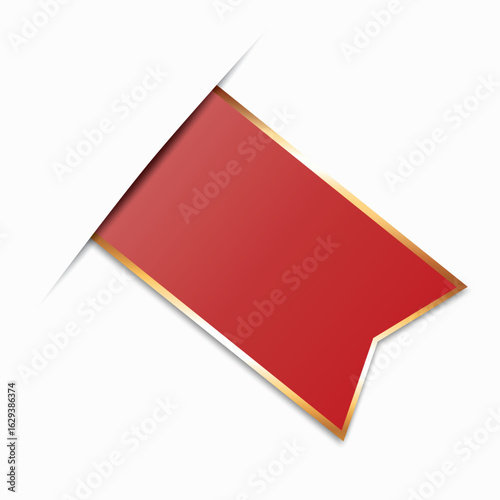 Free Download red bookmark banner with gold frame - GFXLoad