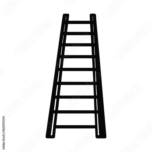 Flat black stepladder silhouette vector illustration, representing climbing steps to opportunity and career advancement.