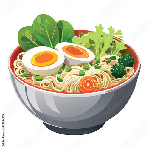 Vegetable breakfast Ramen noodle broth japan asian healthy soup bowl