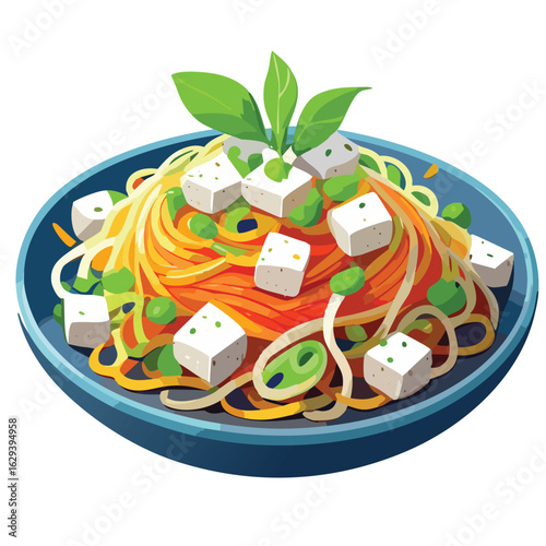 Tofu Edamame Pomodoro Spaghetti healthy italian meal prep dish