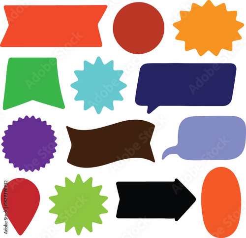 Collection of colorful speech bubbles and shapes for design.eps