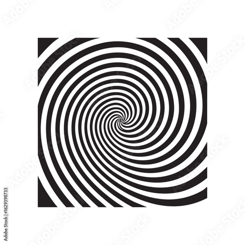 Hypnotic black and white spiral pattern creating a dizzying optical illusion effect with concentric circles