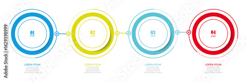 Business diagram with 4 circular steps - Vector business template for presentation – Dotted style vector for workflow layout, chart, annual report, web design