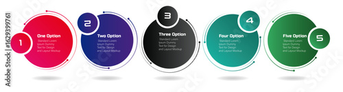 Business diagram with 5 circular steps – Modern vector for workflow layout, diagram, report, web design – Business concept rounded steps, timeline infographic design element and number options