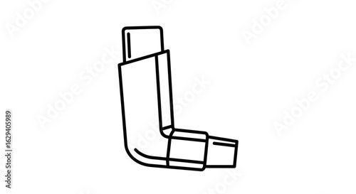 Line drawing illustration of an inhaler, a medical device for respiratory treatment.