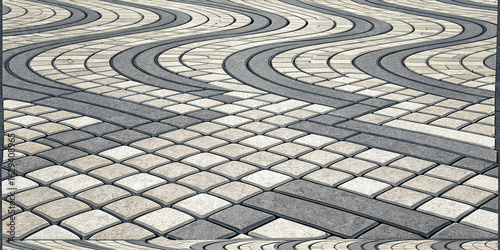 Captivating wavy pattern of modern interlocking pavers creates dynamic urban pathways and architectural designs.