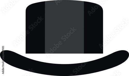 Elegant Black Top Hat Illustration: A Classic Symbol of Formal Attire and Sophistication. Perfect for Digital Design and Fashion Concepts.