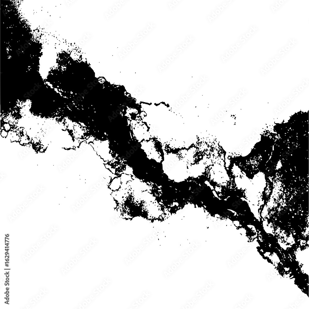 Naklejka premium Abstract black and white image showing a river like structure with rough edges and textures design