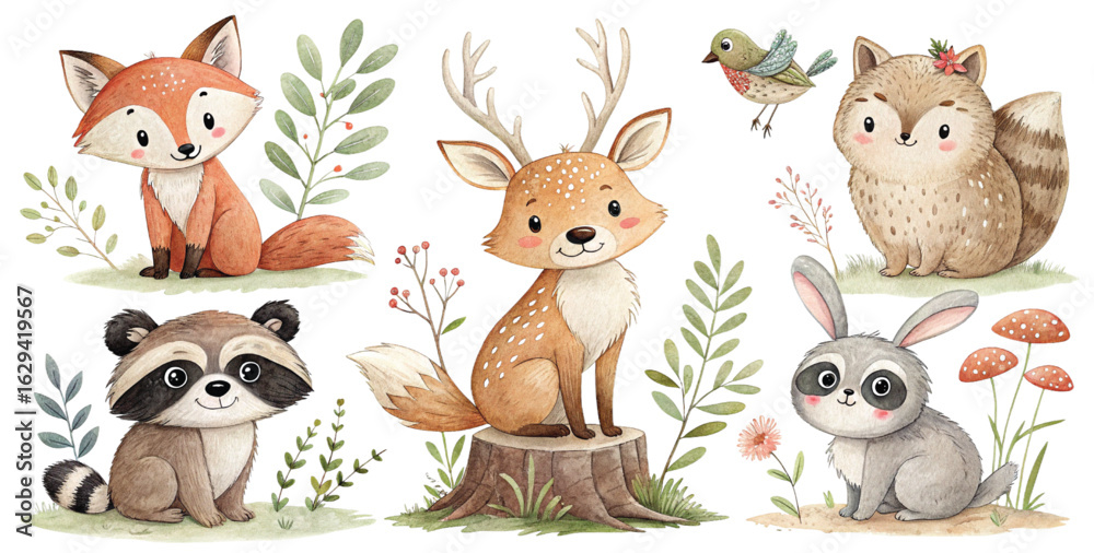 Obraz premium collection of animals on illustration 