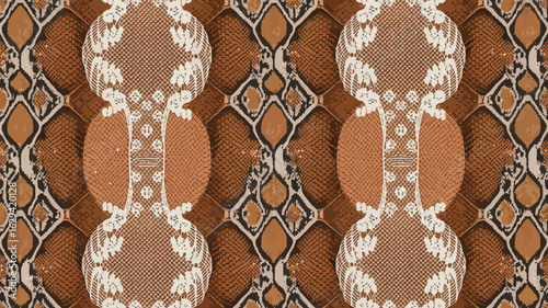 Brown snake skin geometric seamless pattern with reptile scales texture
