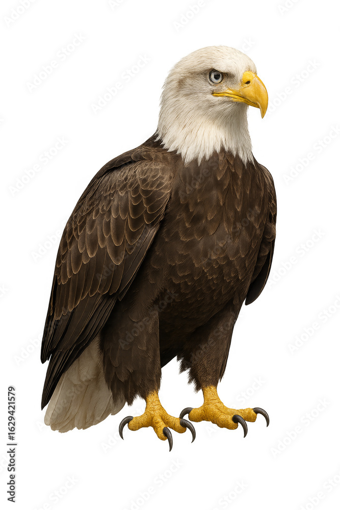 Obraz premium Majestic bald eagle standing on transparent background