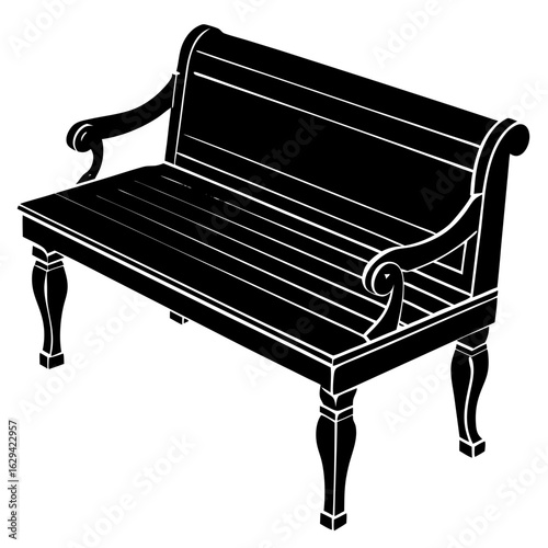 wooden bench isolated on white