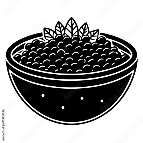 black caviar in a glass bowl