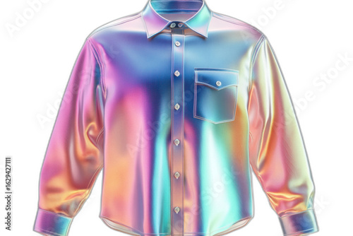 Rainbow-colored shirt with vibrant stripes isolated on transparent background.